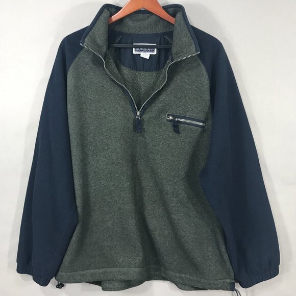 Sonoma Sport Sweatshirt Mens Large Gray & Navy Fleece Pullover 1/4 Zipper Pocket - Picture 1 of 14